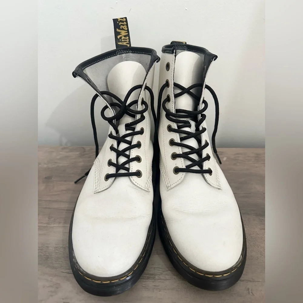 Doc Martens White Zavala Combat Lace-up Ankle Boots Men Size US 9